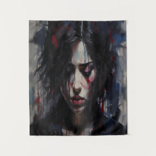 Abstract emotioneel portret van hedendaagse kunst wandkleed