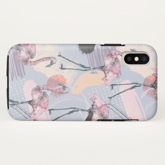 Abstract en Flamingo patroon Case-Mate iPhone Case (Achterkant (horizontaal))