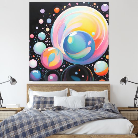 Abstract en modern bubbeldesign canvas afdruk (Insitu (Slaapkamer))