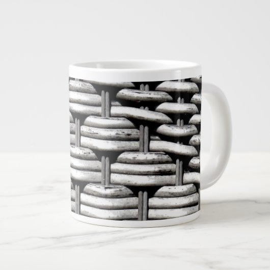 Abstract en stijlvol grijs patroon grote koffiekop (Voorkant rechts)