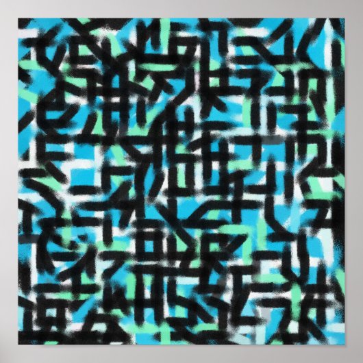 abstract en zwart kunstschilder poster (Voorkant)