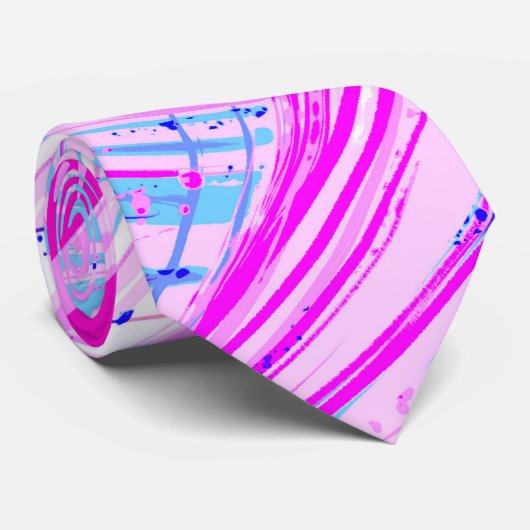 Abstract Enchanted Garden roze wit Stropdas (Opgerold)