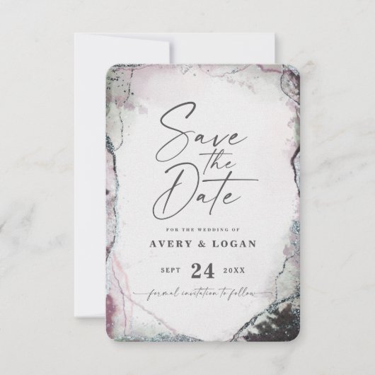 Abstract Etheral Mauve Lila Paars bruiloft Save The Date (Voorkant)