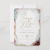 Abstract Etheral Wine Red & Gold Winter Weddenscha Save The Date (Voorkant)