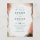 Abstract Ethereal Turquoise & Koperen Trouw Uitnod Aankondigingskaart (Voorkant)