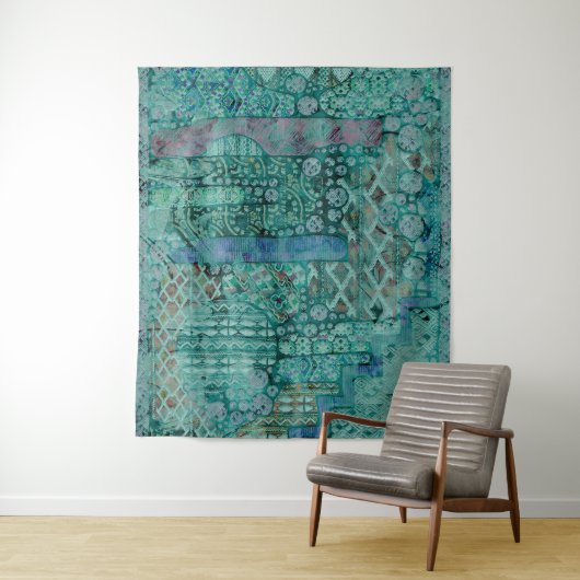 Abstract ethnooppatroon - Folklore Art 2 Wandkleed (In situ)