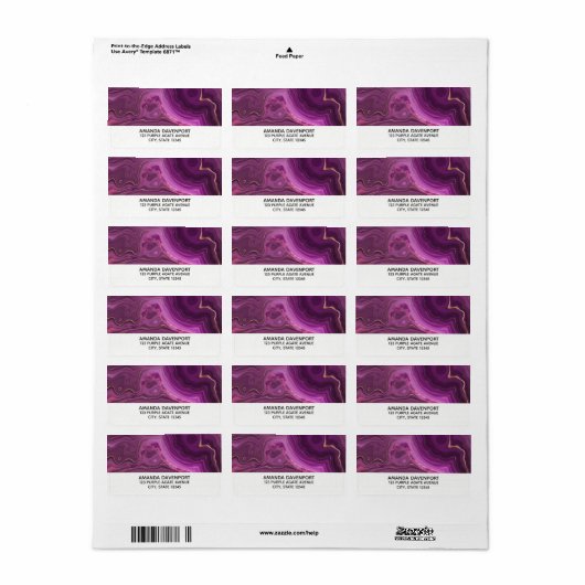 Abstract etiket "Royal Paars and Gold Agate" (Full Sheet)