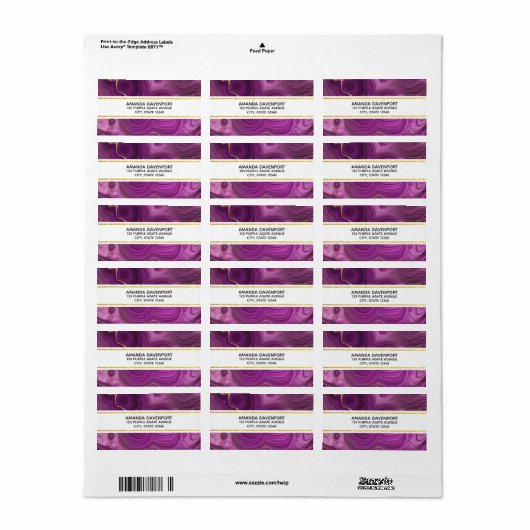 Abstract etiket "Royal Paars and Gold Agate" (Full Sheet)