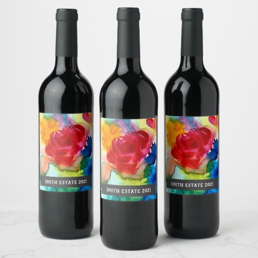 Abstract etiket voor florale waterverf (Flessen)