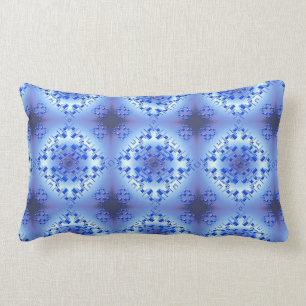 Abstract etnisch geometrisch blauw patroon kussen