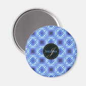 abstract etnisch geometrisch blauw patroon. magneet (Voorkant / Achterkant)