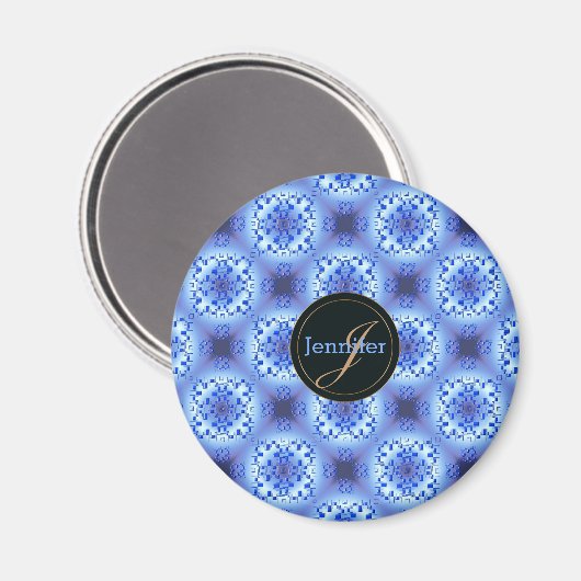 abstract etnisch geometrisch blauw patroon. magneet (Voorkant / Achterkant)