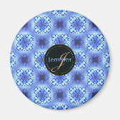 abstract etnisch geometrisch blauw patroon. magneet (Voorkant)