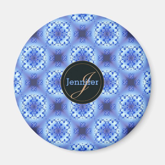 abstract etnisch geometrisch blauw patroon. magneet (Voorkant)