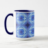 Abstract etnisch geometrisch blauw patroon mok (Links)