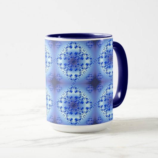 Abstract etnisch geometrisch blauw patroon mok (Voorkant rechts)