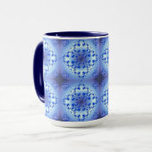 Abstract etnisch geometrisch blauw patroon mok (Voorkant links)