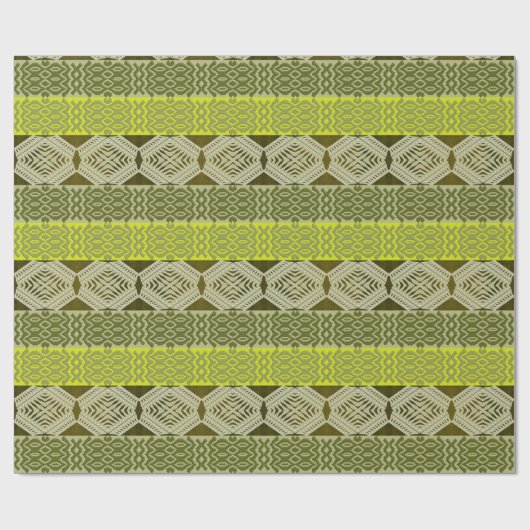 abstract etnisch geometrisch groen gestreepte patr cadeaupapier (Vlak)