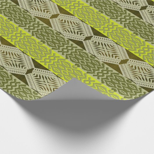 abstract etnisch geometrisch groen gestreepte patr cadeaupapier (Hoek)