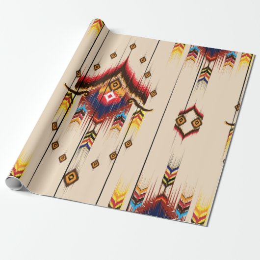 Abstract etnisch geometrisch patroon, Ikat geometr Cadeaupapier (Uitgerold)