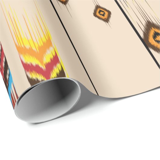 Abstract etnisch geometrisch patroon, Ikat geometr Cadeaupapier (Rol Hoek)