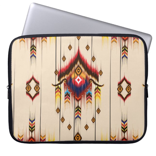 Abstract etnisch geometrisch patroon, Ikat geometr Laptop Sleeve (Voorkant)