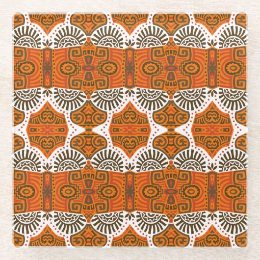 Abstract etnisch: trendy  boho. glazen onderzetter (Voorkant)