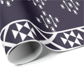 Abstract etnische geometric pattern design Blue ba Cadeaupapier (Rol Hoek)