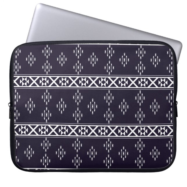 Abstract etnische geometric pattern design Blue ba Laptop Sleeve (Voorkant)