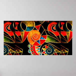 Abstract etnische stammenpatroon helder poster