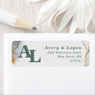 Abstract Eucalyptus Green Monogram Return-adres Etiket