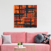 Abstract Expressionism Orange and Black Grid Canva Canvas Afdruk (Insitu (Woonkamer))