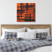 Abstract Expressionism Orange and Black Grid Canva Canvas Afdruk (Insitu (Slaapkamer))