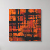 Abstract Expressionism Orange and Black Grid Canva Canvas Afdruk (Voorkant)