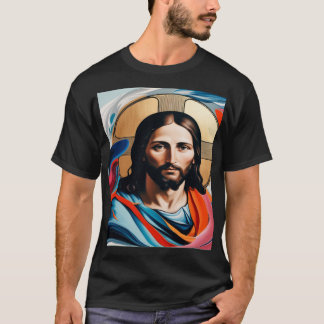 Abstract expressionisme afbeeldingen van Jezus op T-shirt