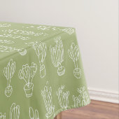 Abstract expressionisme Cactus Line Art Patroon Tafelkleed (Voorbeeld)