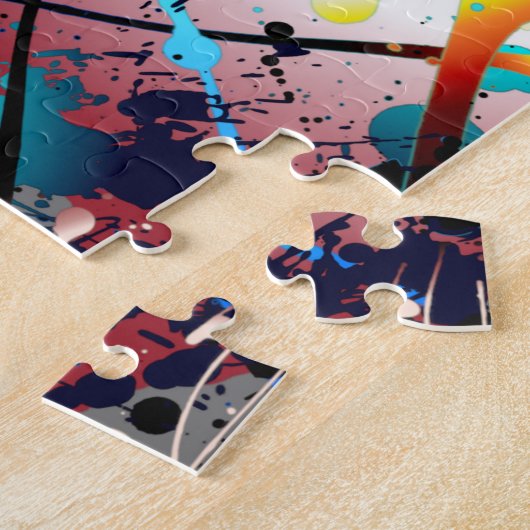 Abstract expressionisme hedendaags lineair  legpuzzel (Zijkant)