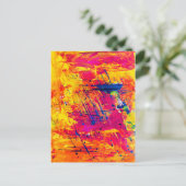 Abstract expressionisme Kunst Oranje Geel Rood Bla Briefkaart (Staand voorkant)