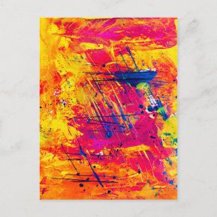 Abstract expressionisme Kunst Oranje Geel Rood Bla Briefkaart