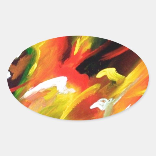 Abstract expressionisme schilderen ovale sticker (Voorkant)