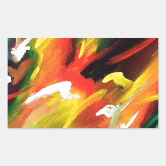 Abstract expressionisme schilderen rechthoekige sticker (Voorkant)