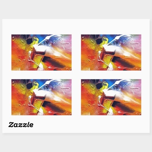 Abstract expressionisme schilderen rechthoekige sticker (Vel)