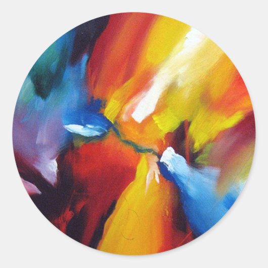 Abstract expressionisme schilderen ronde sticker (Voorkant)