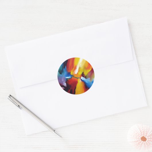 Abstract expressionisme schilderen ronde sticker (Envelop)
