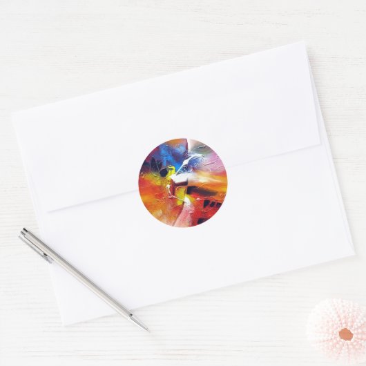 Abstract expressionisme schilderen ronde sticker (Envelop)