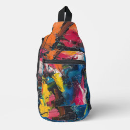 Abstract expressionisme verfpatroon sling bag