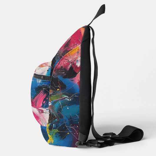 Abstract expressionisme verfpatroon sling bag (Rechts)