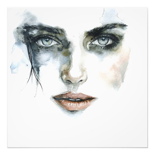 Abstract Expressionisme Vrouw Portret Foto Afdruk (Voorkant)