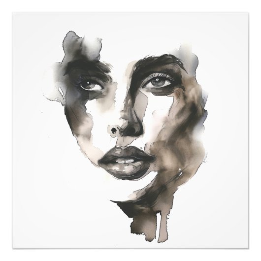 Abstract Expressionisme Vrouw Portret Foto Afdruk (Voorkant)