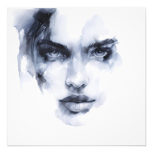 Abstract Expressionisme Vrouw Portret Foto Afdruk (Voorkant)